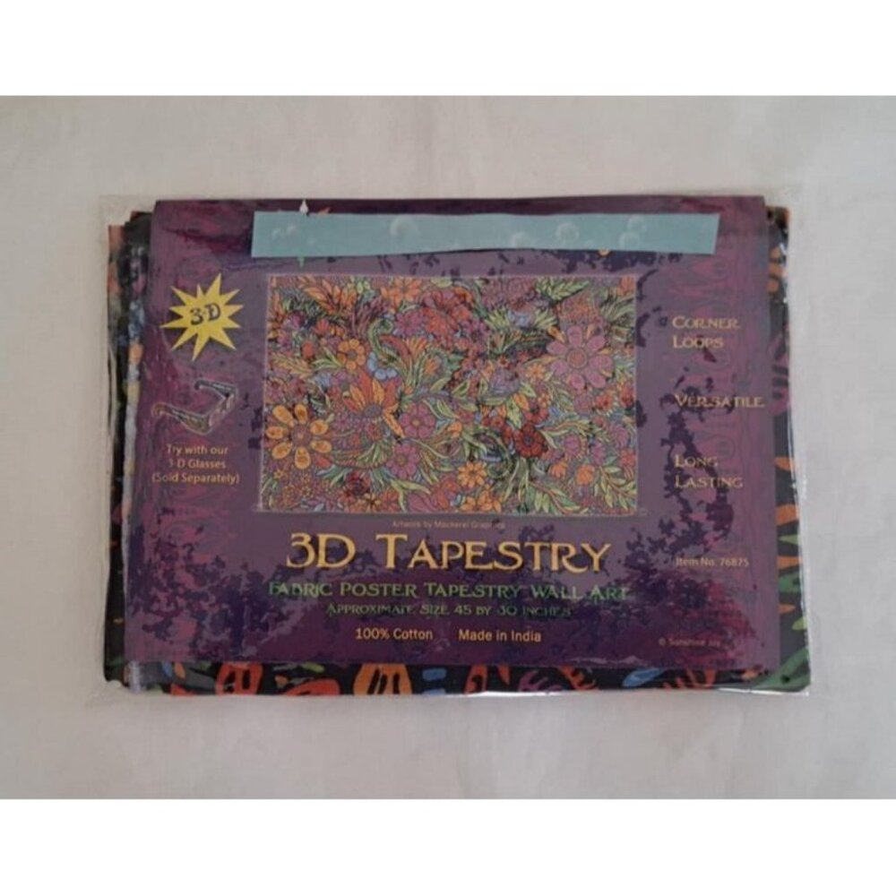Flowers Mini Tapestry Wall Hanging Decor Gift 3D Psychedelic 45x30 New Colorful - Picture 3 of 4